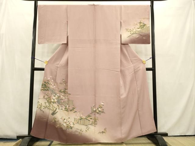 平和屋着物□訪問着 松竹梅花文 暈し染め 金彩 正絹 逸品 AABA6972ma