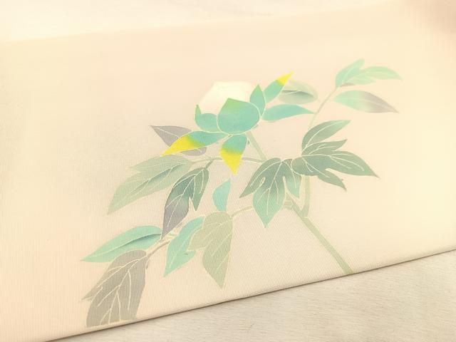 平和屋着物○本加賀友禅作家 水野洋子 塩瀬 九寸名古屋帯 牡丹花文  