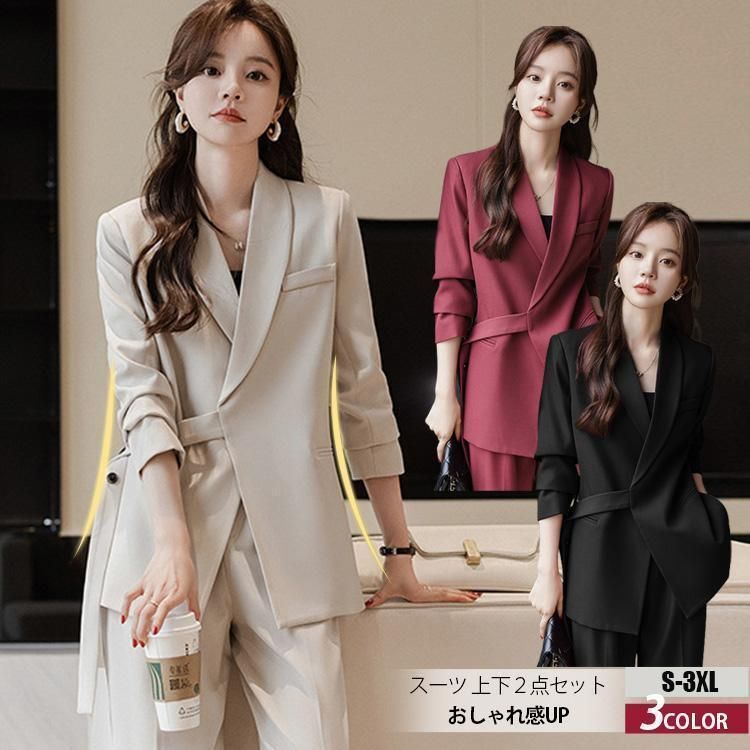 上質】 【人気】 プラステ ノーカラー パンツスーツ S ネイビー