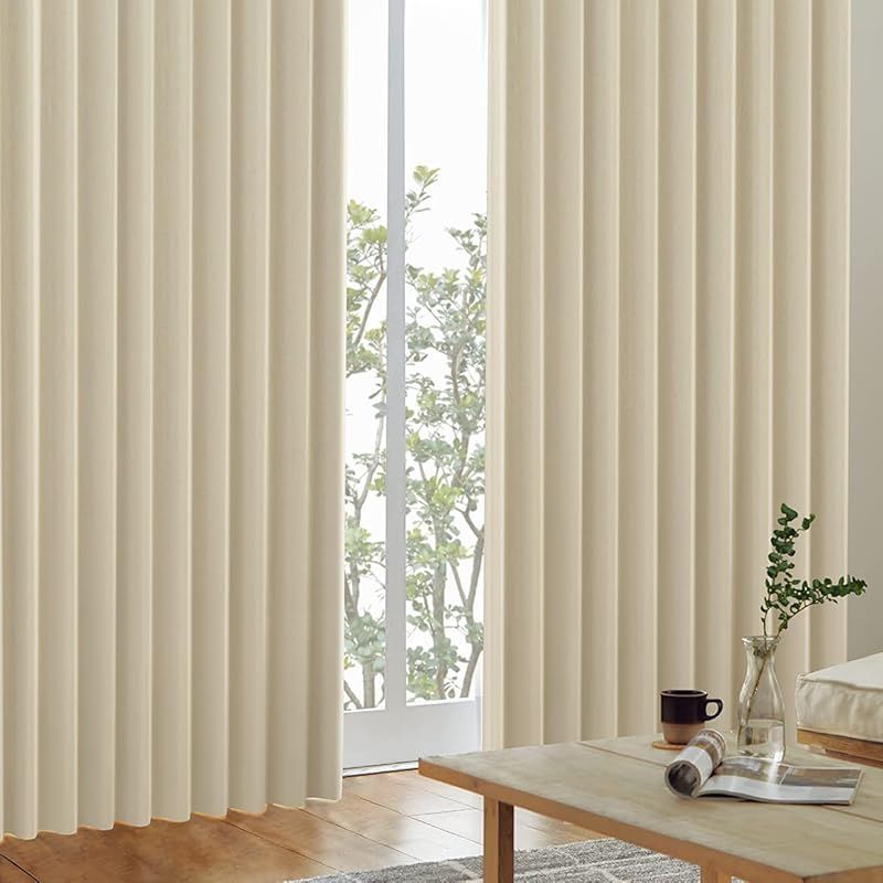 カーテンくれない 1級 遮光カーテン K-wave-D-plain 防炎 ラベル付 40色×140サイズ 2枚組 節電対策に 保温 保冷 断熱 遮熱 エクリュ 幅100×丈250cm