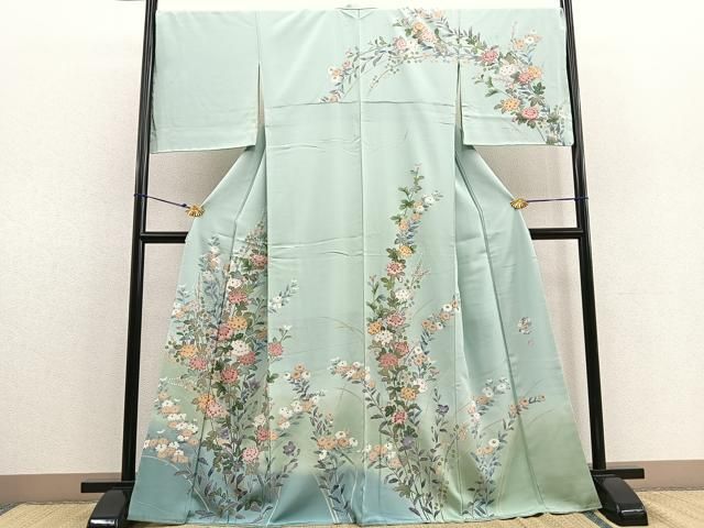 平和屋着物▽上質な紬 単衣 絣間道 正絹 逸品 DAAV5825az