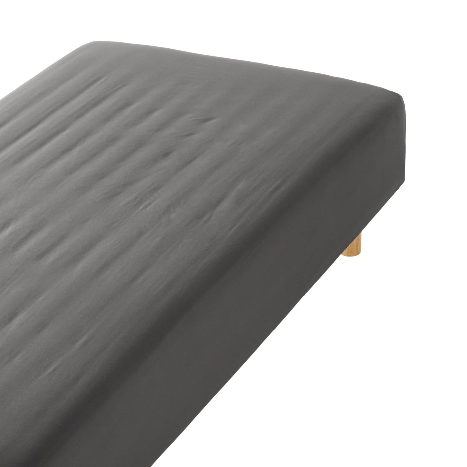 無印 乾きやすいボックスシーツ チャコールグレー セミダブルサイズ 120×200×18-28cm用 再生ポリエステル 83410940