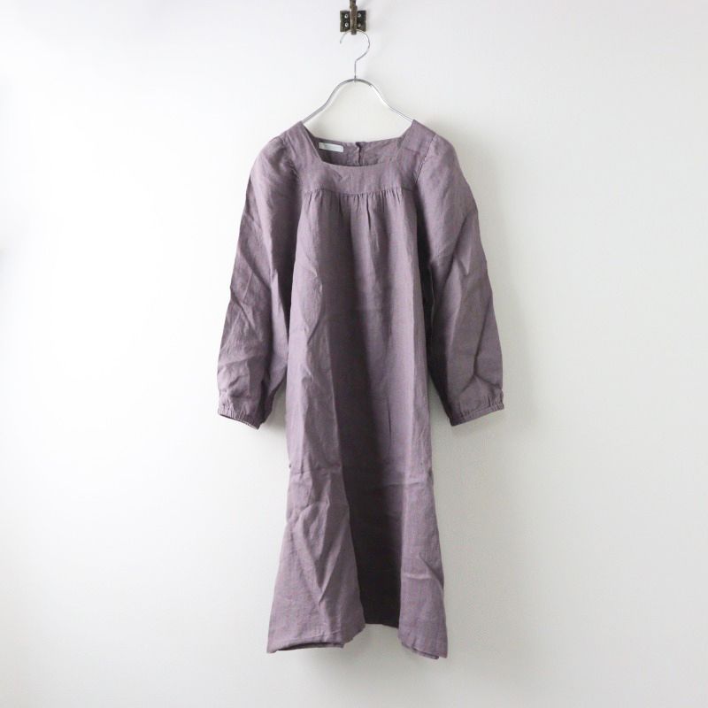 美品 fog linen work 麻100% ルペ チュニック ギャザー フォグリネンワーク fog linen work ラウンドネック ギャザー