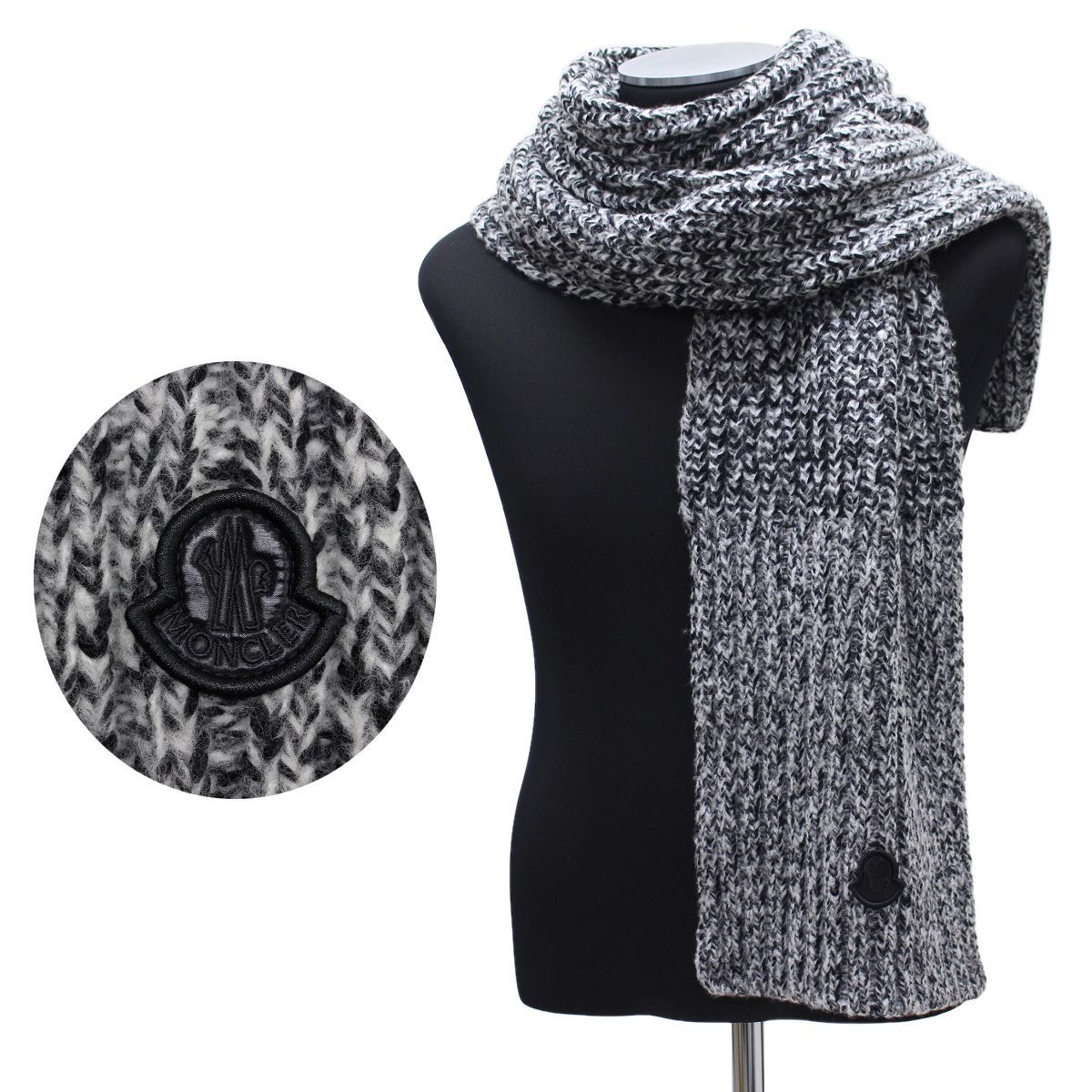 160 MONCLER モンクレール 3C00021 M3560 グレー マフラー ロゴ SCIARPA