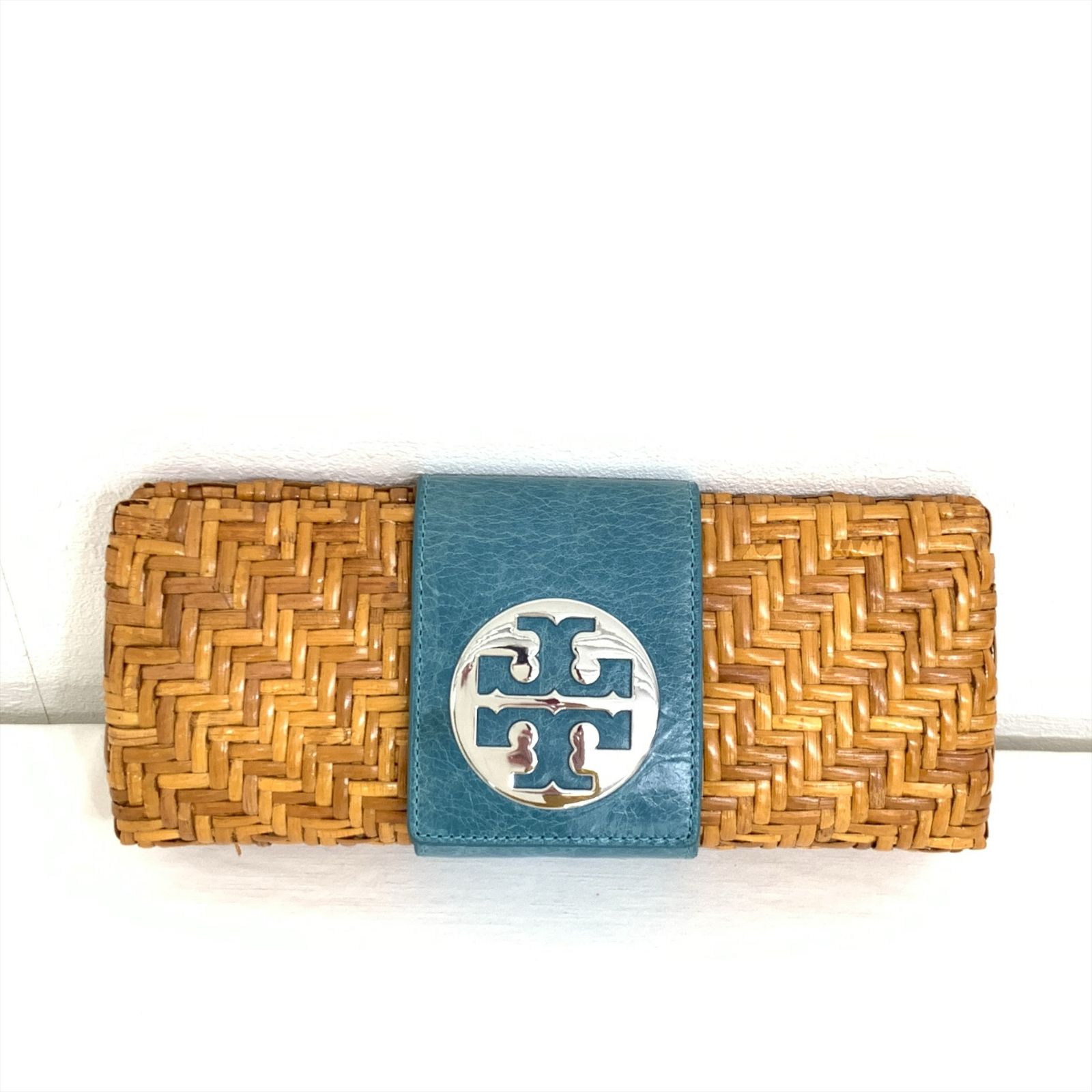 TORY BURCH トリーバーチ クラッチバッグ かごバッグ ラタン×レザー