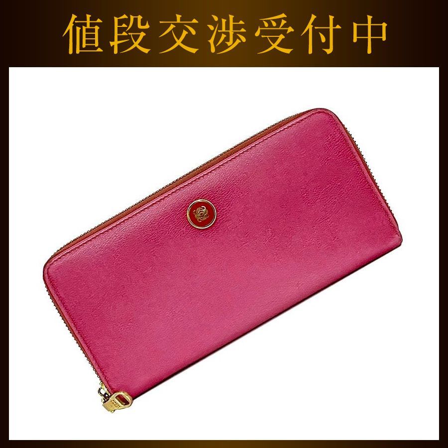 ロエベ ラウンドファスナー 長財布 ピンク アナグラム 財布 美品