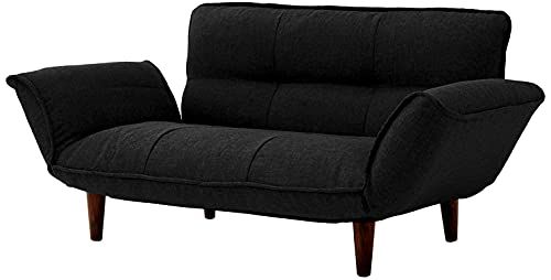 セルタン cellutane 日本製 高反発 カウチソファー IN 二人掛け ダリアンブラック 背部肘部14段階リクライニング A01a-564BK