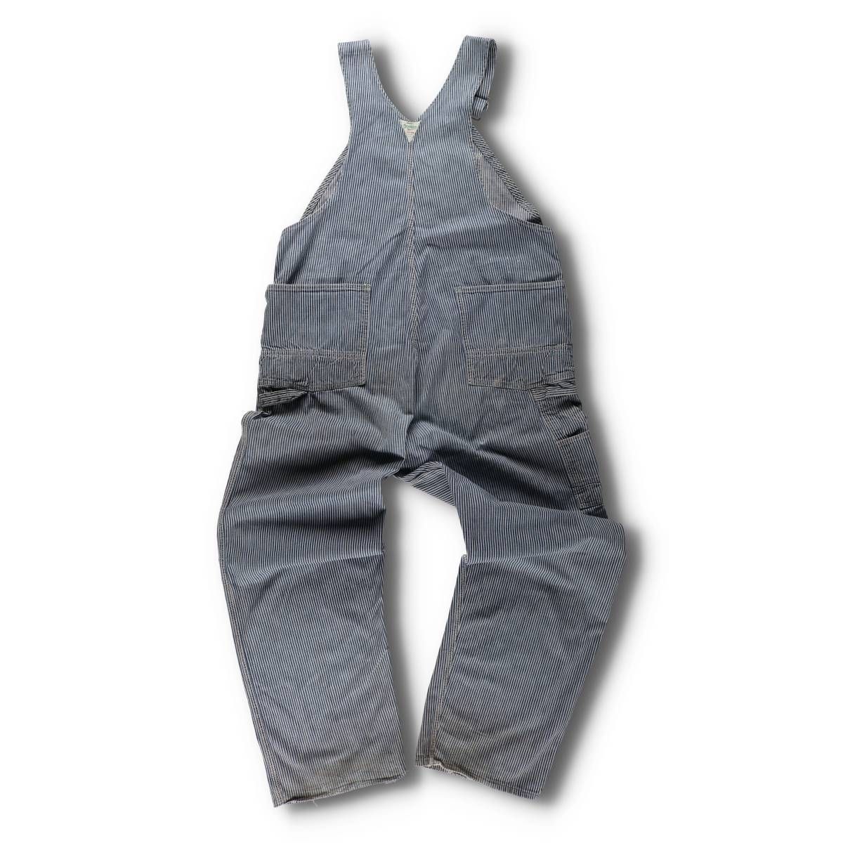 古着 ビッグサイズ 60年代 オシュコシュ Osh kosh ストライプ柄 ヒッコリーストライプ オーバーオール メンズw43相当 evb031020