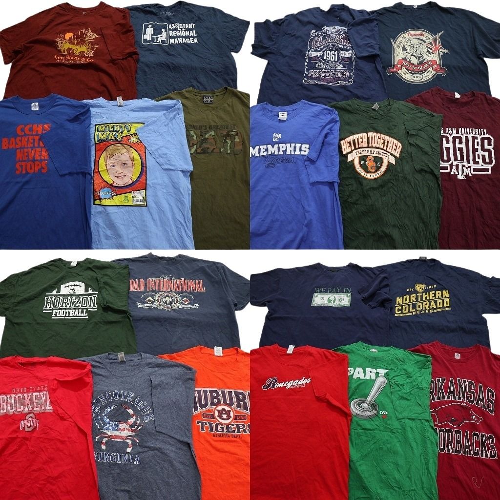 古着卸 mix プリント 半袖Tシャツ 20枚セット メンズ 2XL アイアンメイデン カレッジ風 チームロゴ 古着 NA0188