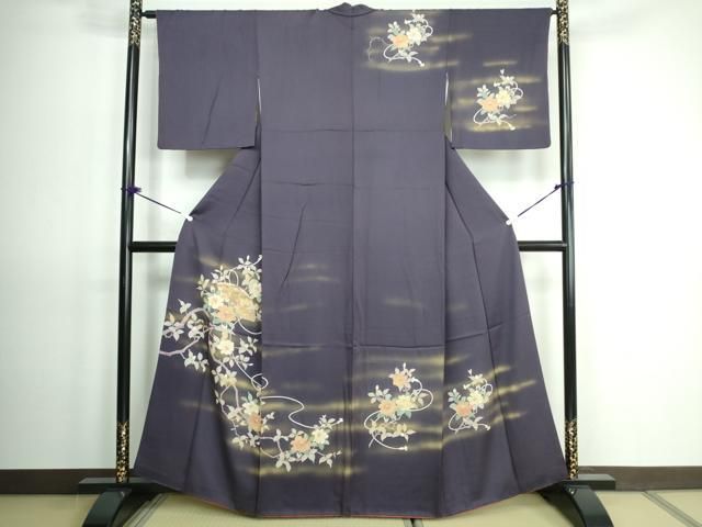 極上 訪問着 友禅 風景草花文 暈し染め 正絹 逸品 極上 訪問着 友禅