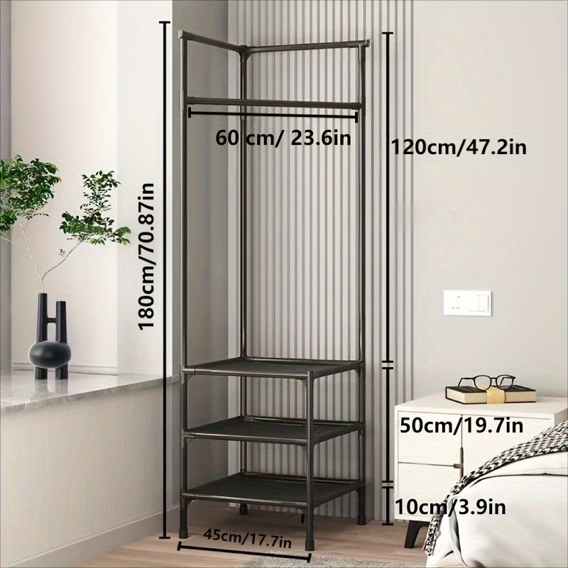 ポールハンガー ハンガーラック 北欧 おしゃれ マルチレイヤーコーナー 衣類ラック 簡単組立 寝室 リビングルーム用 スペース 節約 デザインの衣類ハンガー 収納 コーナー設置 インテリア シンプルなデザイン 寝室 リビング 玄関 脱衣所 ホワイト ブラック MARWIL-DEMENAGEMENTS_CH