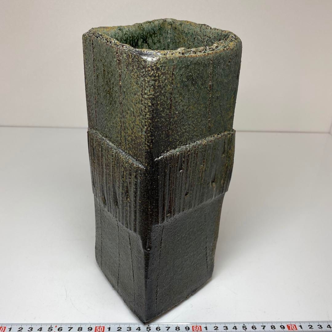 加藤釥　蒼釉花入　共箱　高さ28cm 東H5-0730①タトチ 加藤釥 蒼釉花入 共箱 高さ28cm 東H5-0730①タトチ - メルカリ
