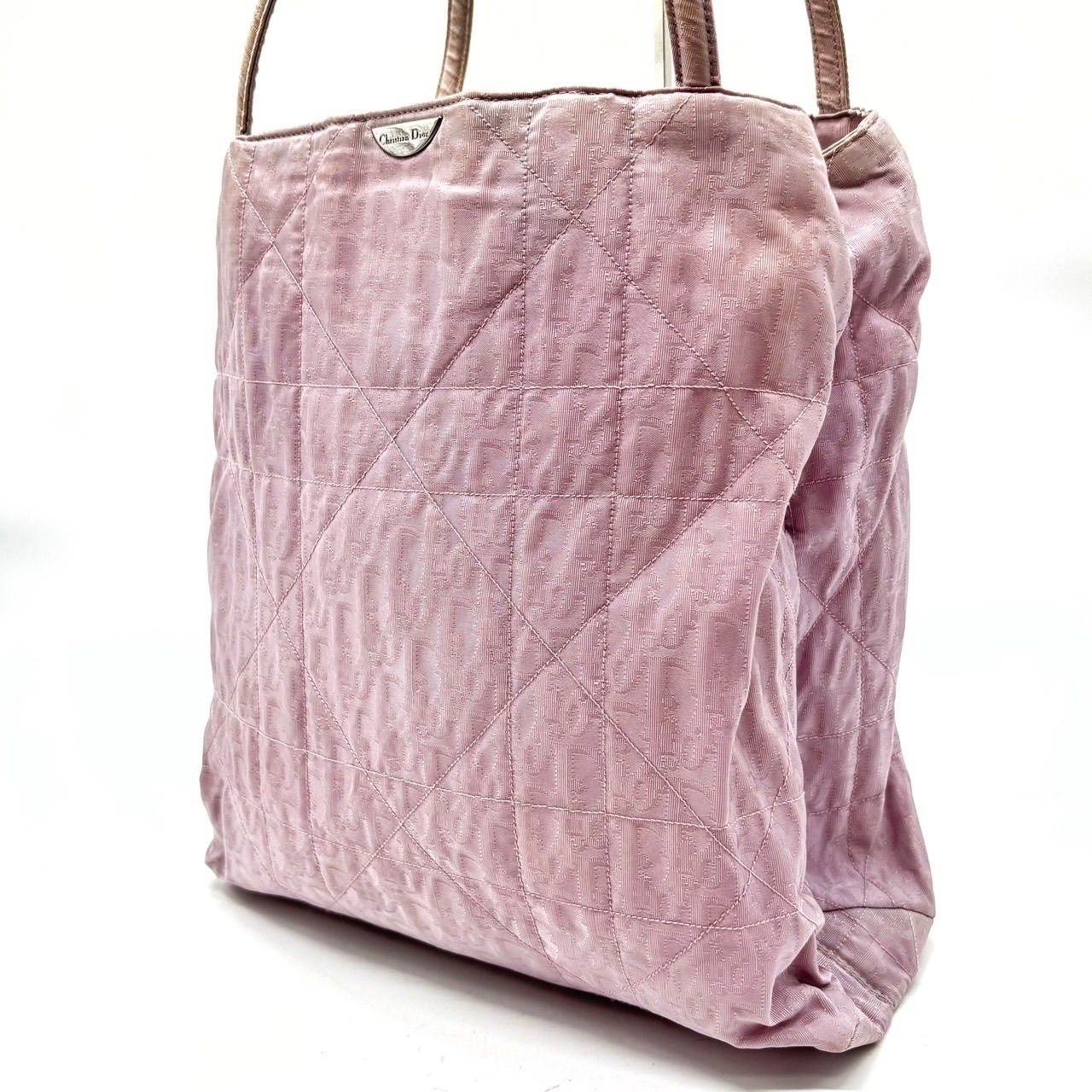 ChristianDior クリスチャン ディオール トートバッグ ハンドバッグ ショルダーバッグ ナイロン レザー 革 キルティング パープル 紫 A4収納 ユニセックス 男女兼用 メンズ レディース