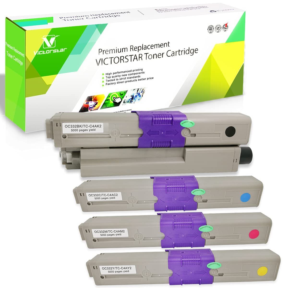 【人気商品】TC-C4AY2 TC-C4AM2 4色セット【大容量版】5000ページ TC-C4AC2 対応機種 OKI TC-C4AK2 Okidata TC-C4A C332 MC363 OKI用 C332dn 互換トナーカートリッジ MC363dn C3
