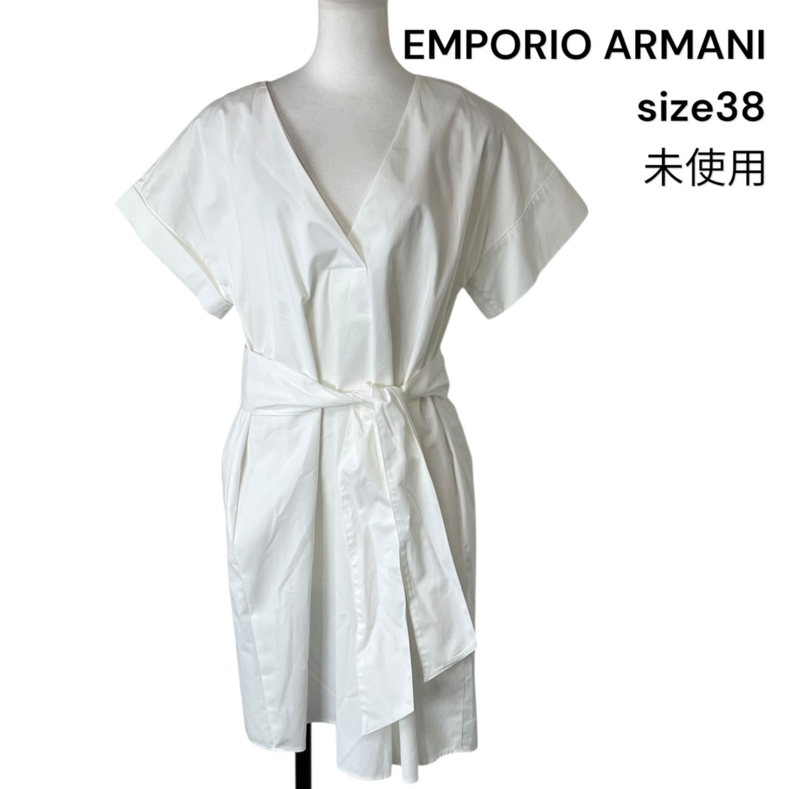 お値下げ♡EMPORIO ARMANI ホワイト半袖 ワンピース □未使用 EMPORIO ARMANI エンポリオアルマーニ シャツワンピース