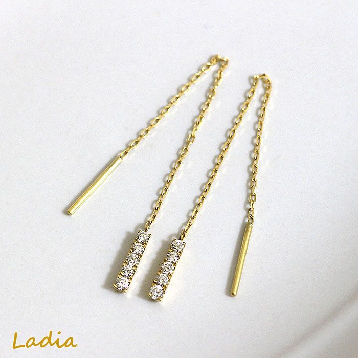 K18 天然ダイヤモンド　0,05ct ×2 チェーン　ピアス 楽天市場】【感謝WEEKクーポン配布中!お得にお買いもの】つけっ