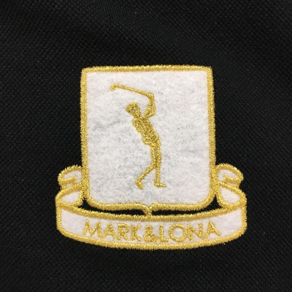 マークアンドロナ MARK&LONA スカル×ゴールド ポロシャツ レディース マークアンドロナ 半袖ポロシャツ 黒×ブラウン 星柄 スカル