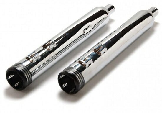 MOTOR STAGE スリップオンマフラー ブラスファットマン：2017年以降ツーリング/クローム/黒エンド