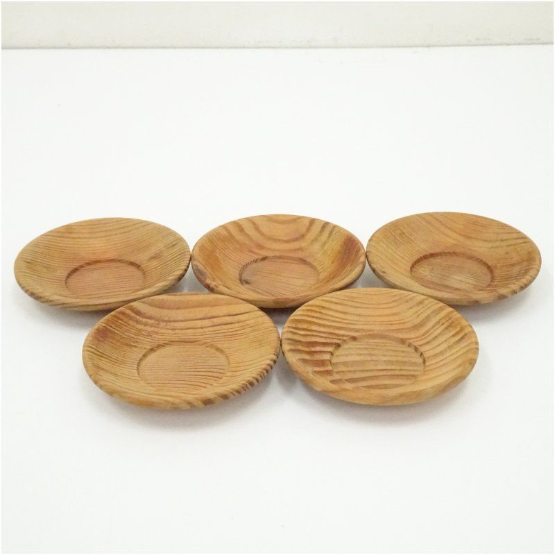 蓮華】古い唐木の丸茶托5客 煎茶道具