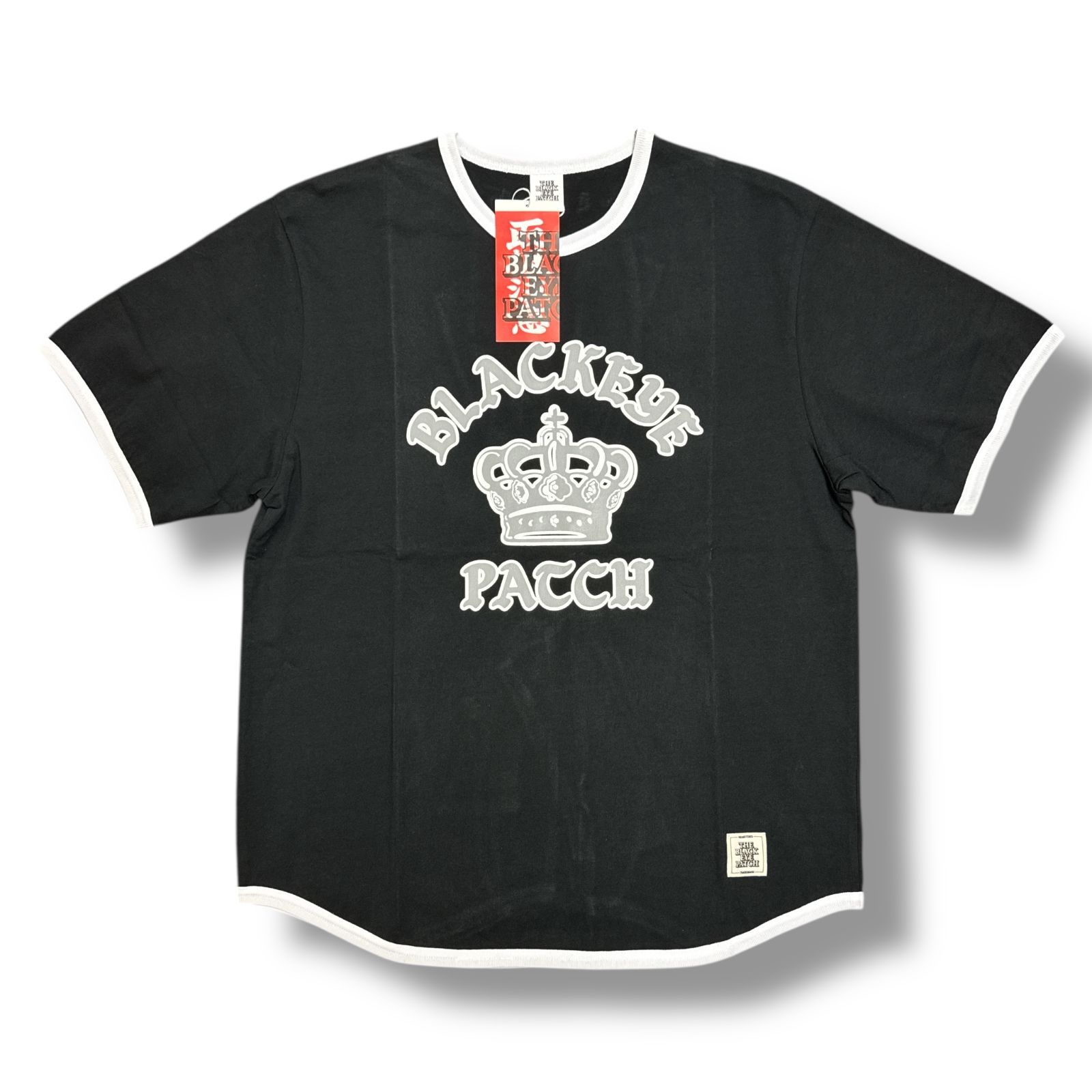 参考上代8800円 未使用品 BlackEyePatch 24SS CROWN LOGO RIBBED TEE クラウンロゴ リブ Tシャツ ブラックアイパッチ BEPSS24TE46 ブラック