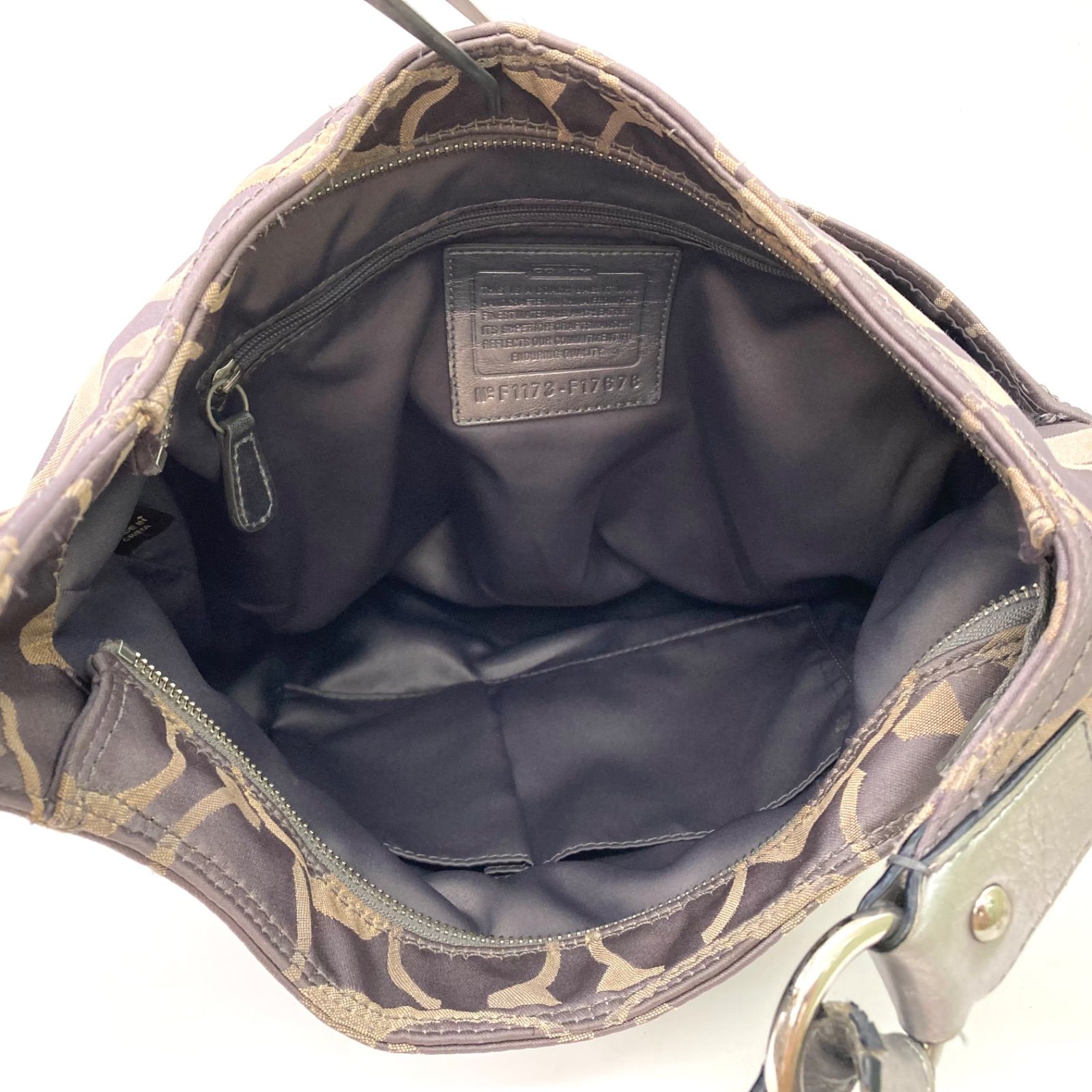 COACH】コーチ シグネチャー柄 ワンショルダーバッグ グレー シルバー 
