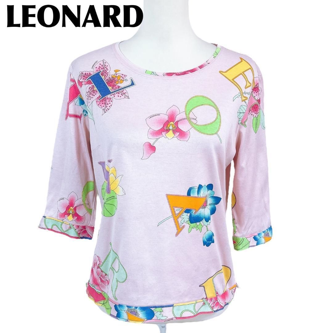 レオナール スポーツ 長袖カットソー L 花柄 ピンク