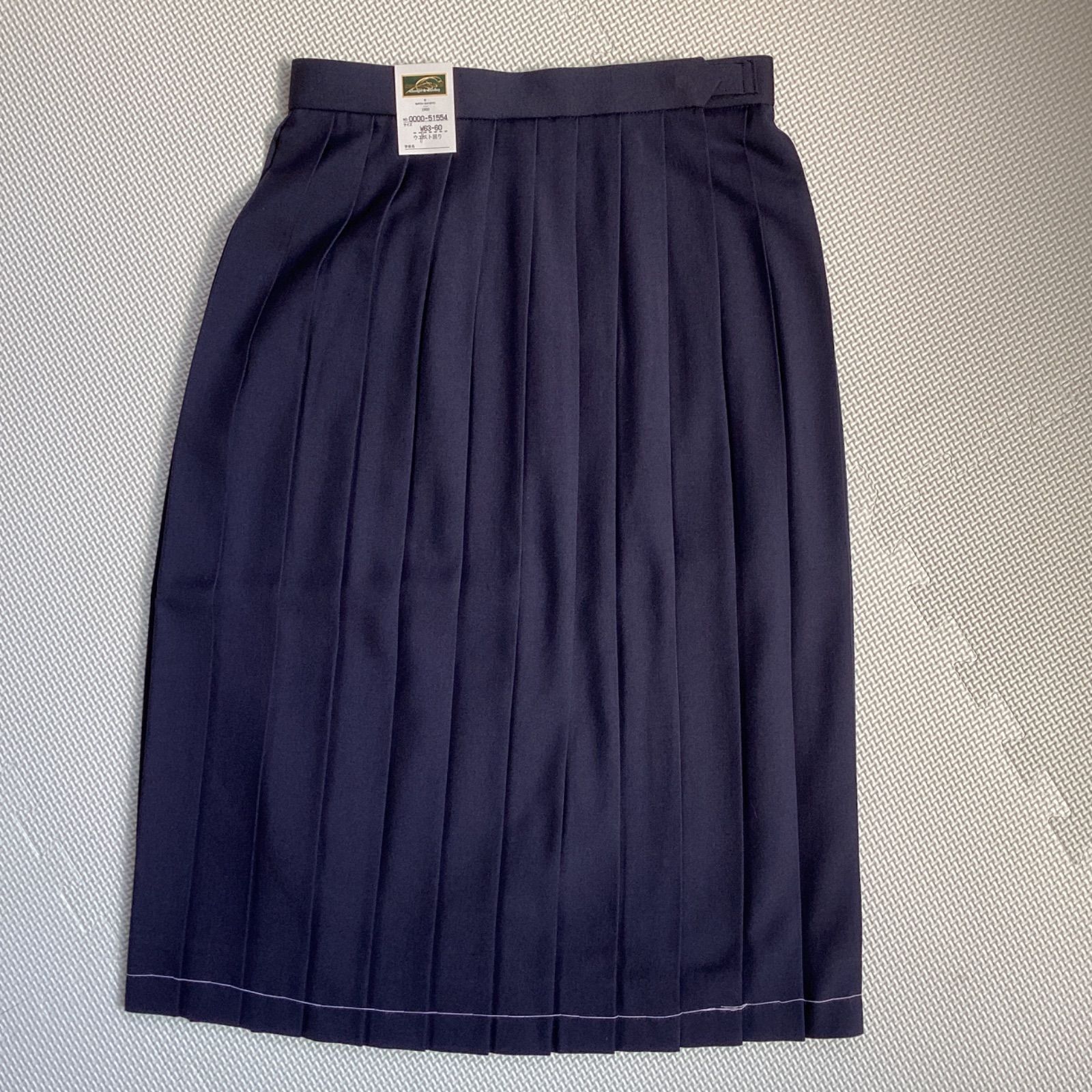 夏用 24本車スカート 51554 スクールスカート 紺 ポリエステル50% 毛50% 女子 学生服 通学 中学 高校 学生 GreenMate