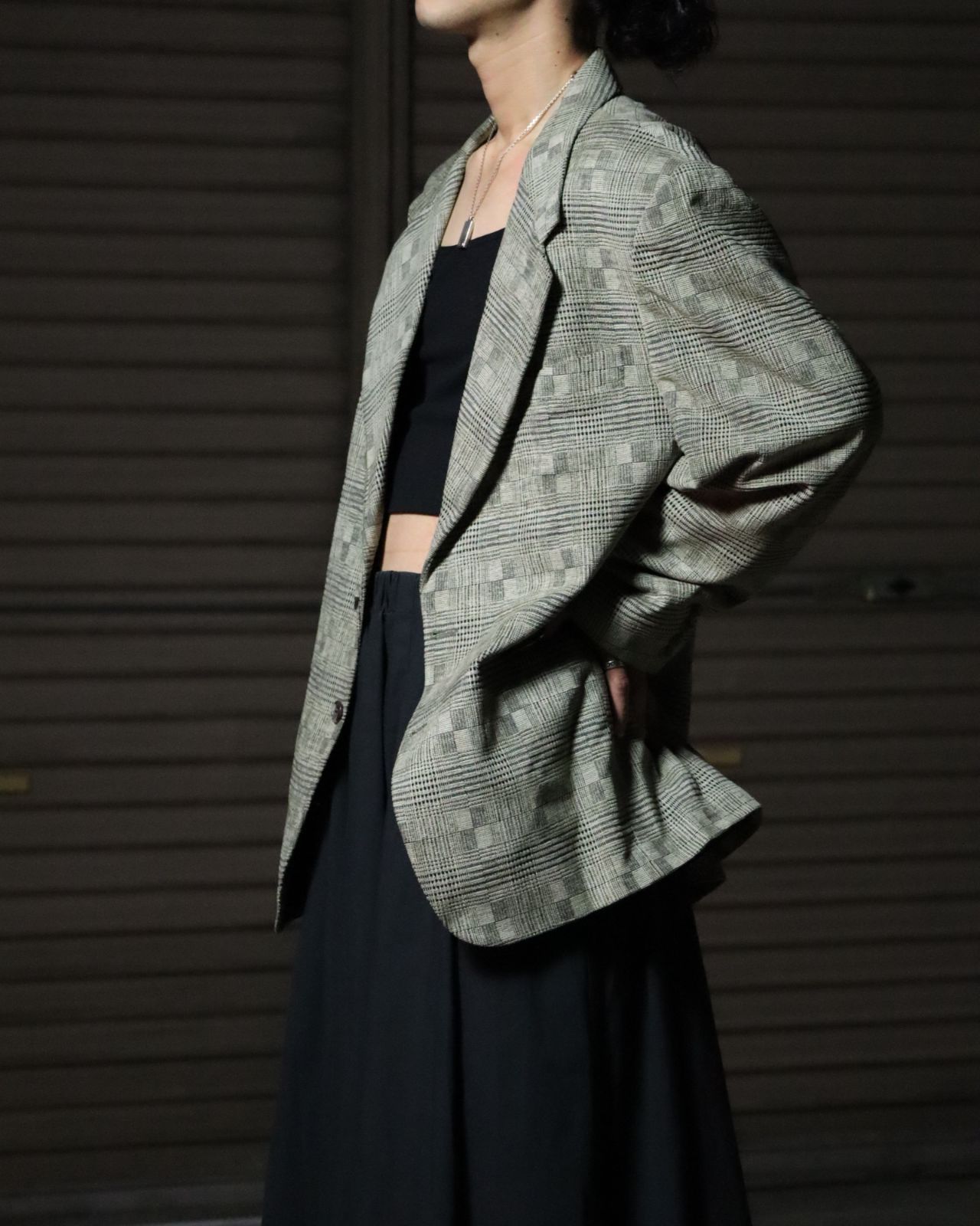 velvet atomic jacquard tailored jacket 80s 90s vintage ベルベット 