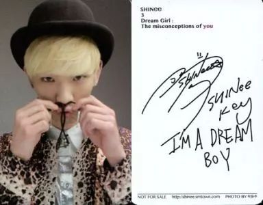 SHINee キー　サイン　直筆　トレカ 中古】コレクションカード(男性) SHINee/KEY(キー)/裏面印刷サイン入り