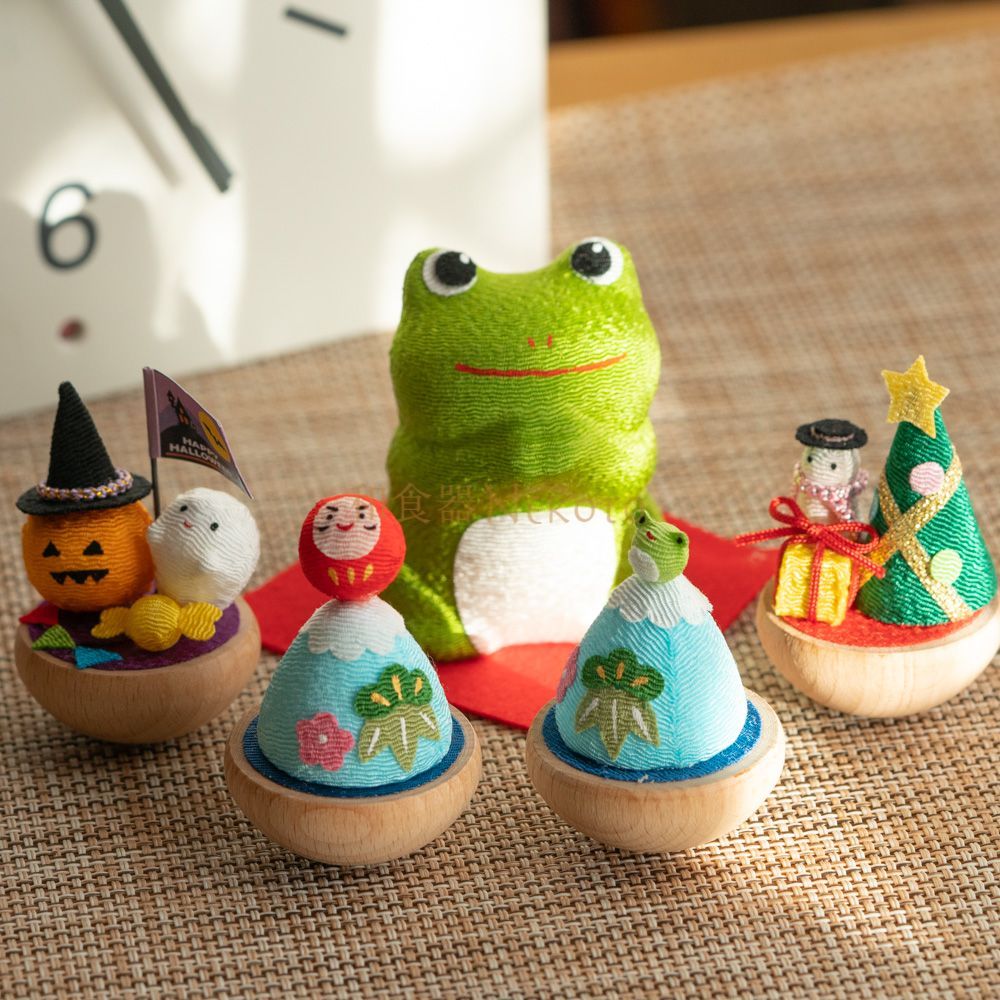 4点セット 日本製 ゆらゆら富士山カエル/だるま/クリスマス/ハロウイン