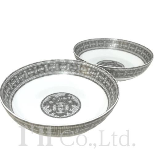 新品 2枚 HERMES エルメス〈モザイク24〉プラチナ シリアルプレート