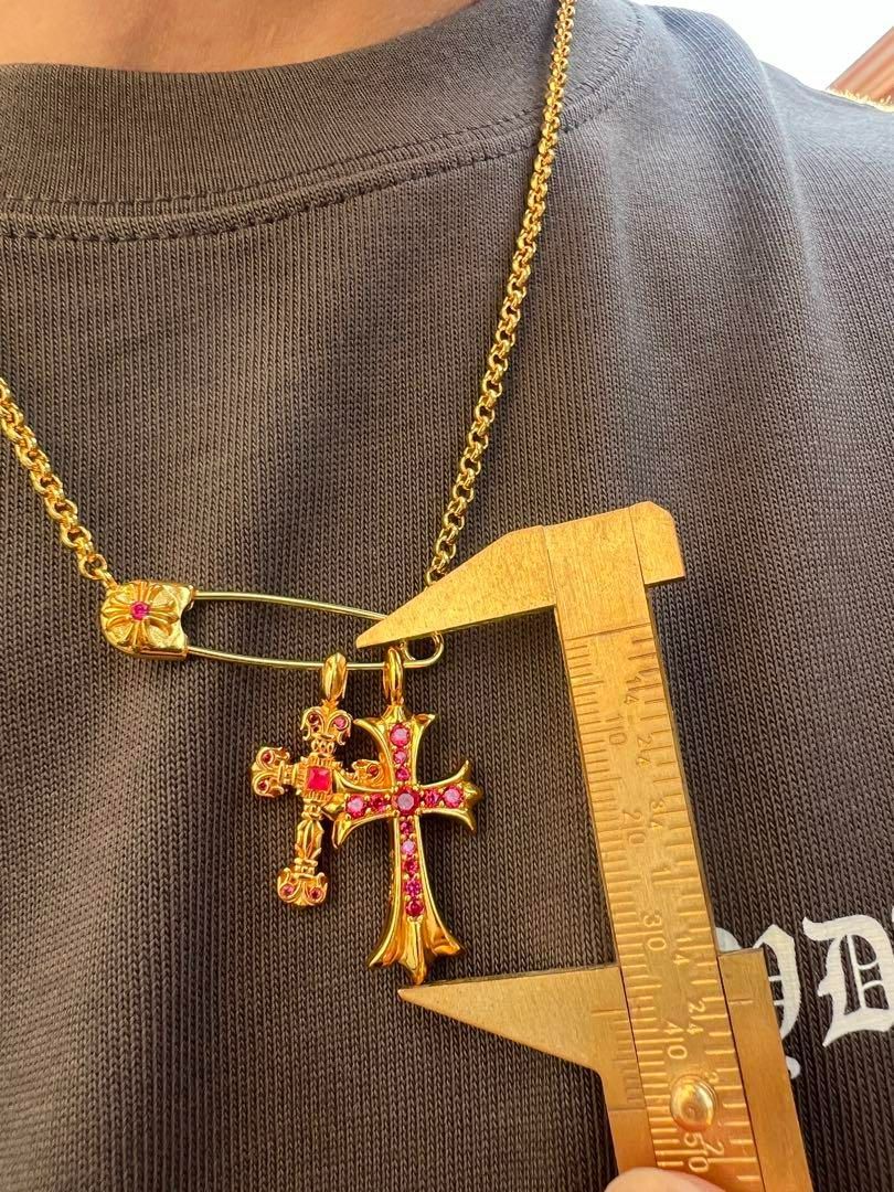 メンズ ⭐️DJFZ2SZ 22K金メッキS925 クロスネックレスセット