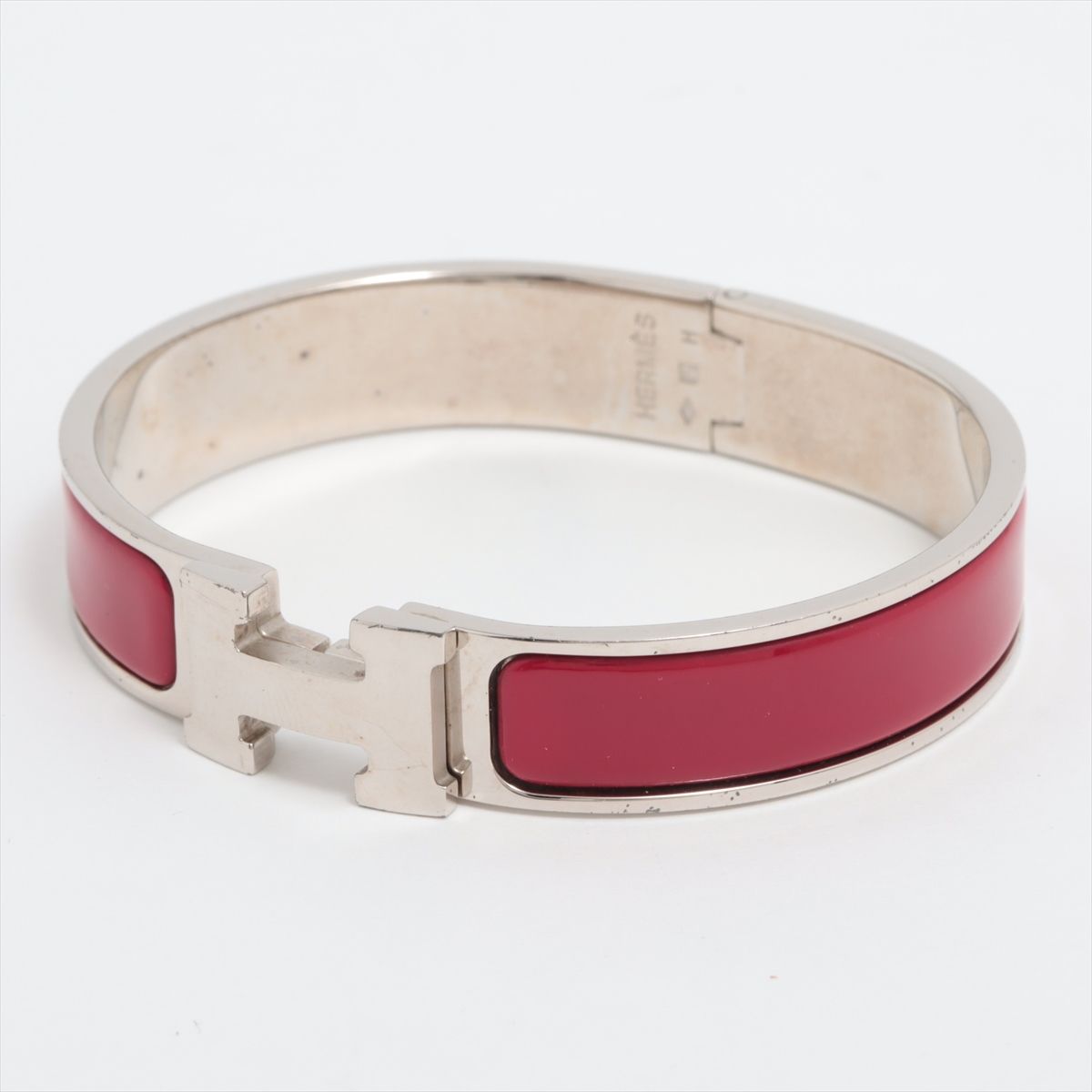 HERMES/エルメス Hバングル クリッククラック PM レッド/シルバー 