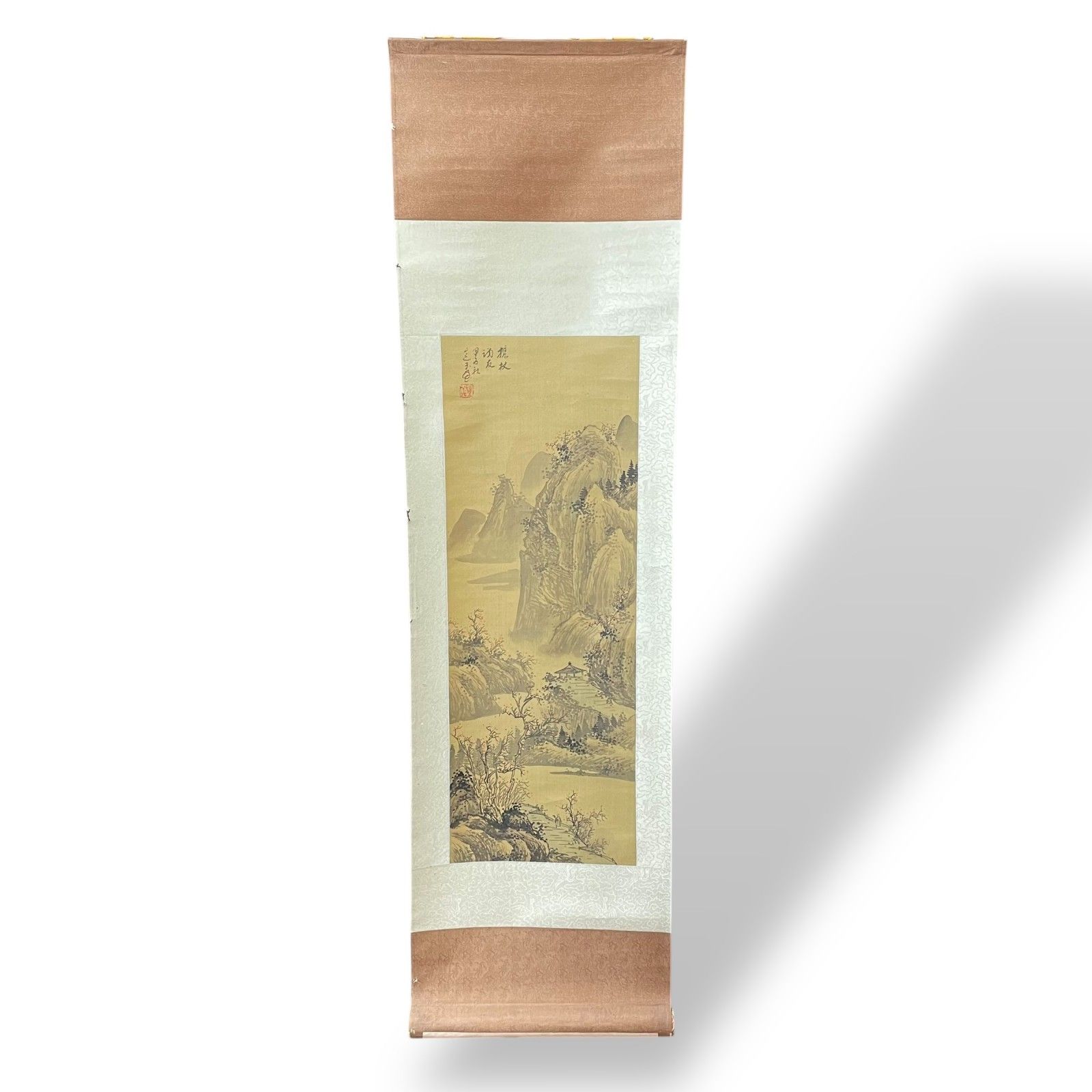 中国 山水画 掛け軸 108*30 書画 絵画 書法 美術品 書画軸物 書道 骨董