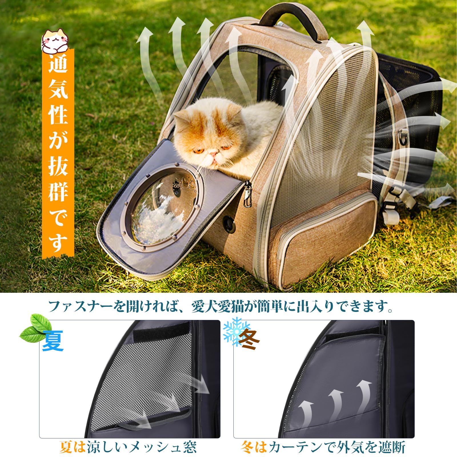 ペット キャリーバッグ リュック 犬用 猫用 キャット バッグ 小型犬 折りたたみ メッシュ 抱っこバッグ 高品質 通気性抜群 キャリーバッグ ペット ペットリュック 犬 猫 ペットキャリー リュック
