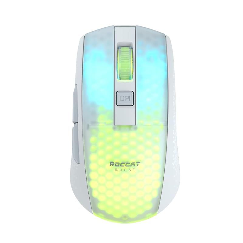 ROCCAT ゲーミングマウス Burst Pro Air ワイヤレス 2.4GHz|Bluetooth ホワイト|白 光学式|19K|オプティカルスイッチ|サイドボタン|軽量81g|PTFE|Reflex ドイツデザイン