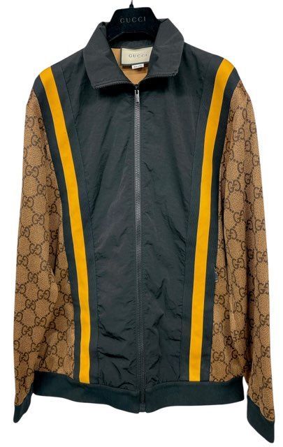 グッチ ジャージ　GG イーグルプリント Jersey Jacket  XS （海外サイズ） トラックジャケット ブラウン　黒　ブラック 54553　レディー グッチ ジャージ GG イーグルプリント Jersey Jacket XS （海外サイズ