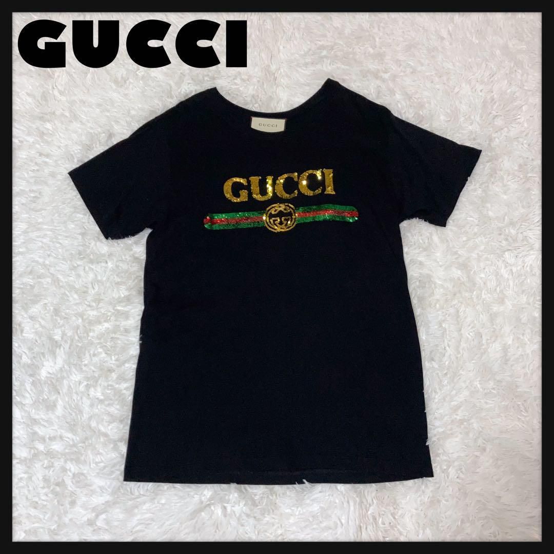 美品】GUCCI Tシャツ スパンコール 虎 タイガー 黒 S - メルカリ