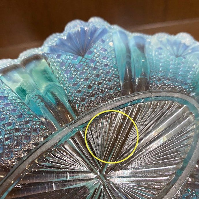 品質保証 ！ アンティーク 雑貨 小物入れ オパリンガラス ボンボンディッシュ バスケット ブルー イギリス 1888年頃 15A1022