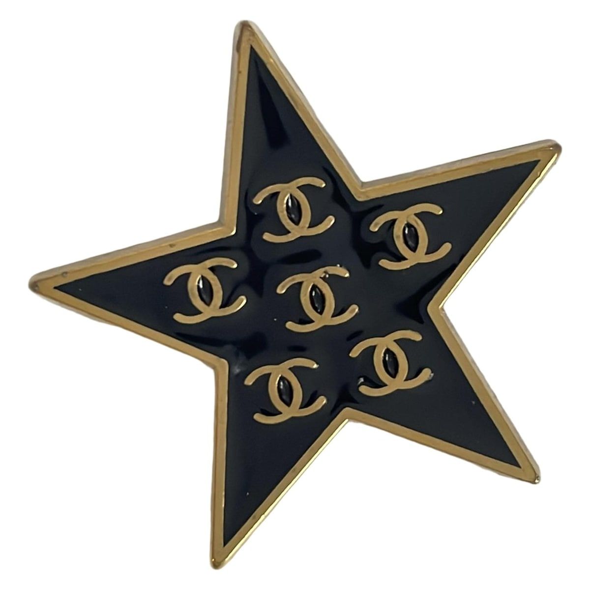 CHANEL シャネル ブローチ ココマーク ゴールド×黒 スター 星