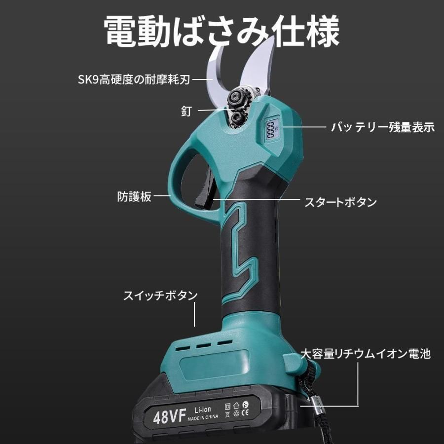 剪定ばさみ 充電式 マキタ バッテリー互換 200cm延長ポール 電動剪定ハサミ ブラシレスモーター 枝切り 果樹用 家庭用 女性用 HRDEVELOPMENT_JP