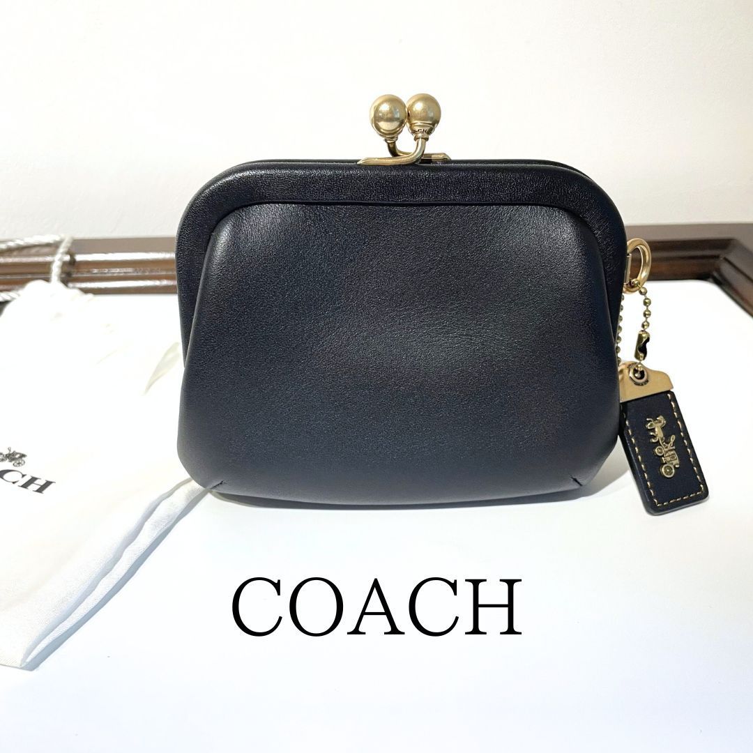 COACH コーチ キスロック コインパース がま口 小銭入れ ミニポーチ ブラック 黒 レザー 68326