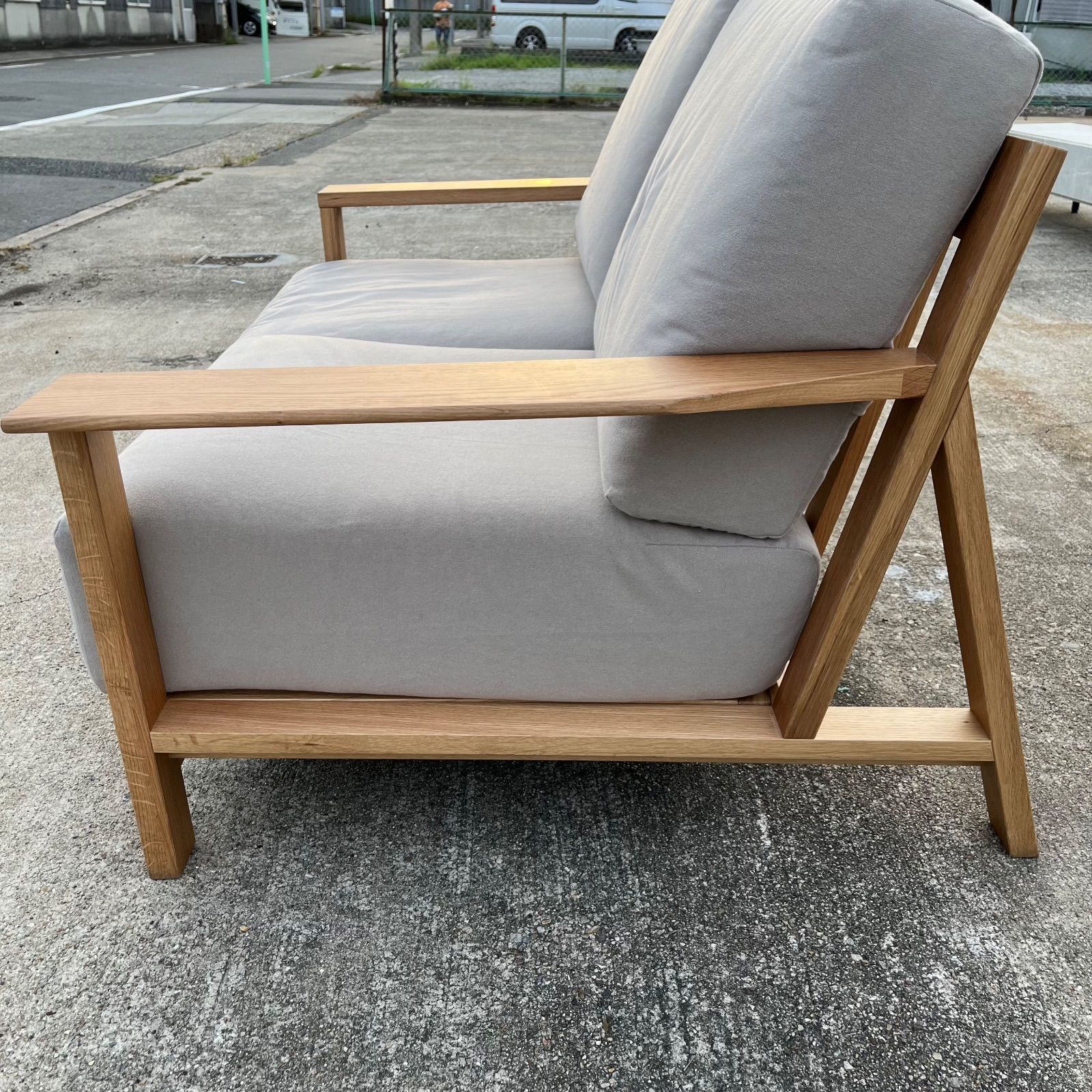 展示品　無印　オーク材　2人掛けソファ　ラブソファ　北欧　モダン　カフェ 🛋️【無印良品】 ソファ 2人掛けソファ ラブソファ 北欧 モダン