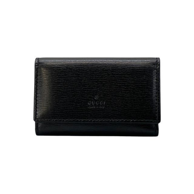 新品未使用 GUCCI グッチ ブラックレザー 6連 キーケース 04579 GUCCI グッチ 04579 6連 キーケース レザー ロゴ ブラック 黒