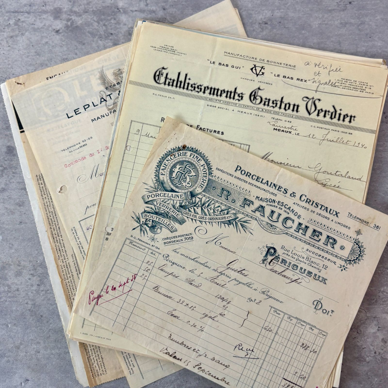 30枚 1900年〜 アンティーク 紙ものフランス 伝票類 領収書