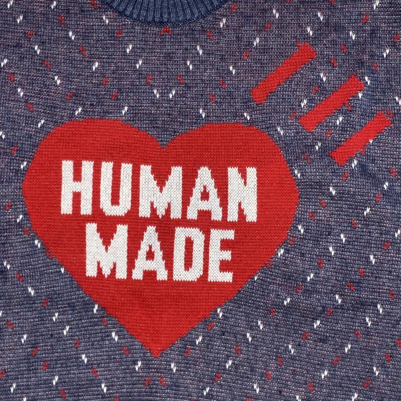 中古】HUMAN MADE 25SS HEART KNIT SWEATER ネイビー サイズL