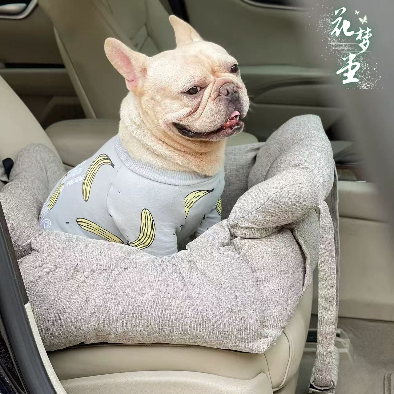 犬用ドライブベッド 助手席 後部座席 洗える 中小型犬車用ベッド ドライブボックス クッション 飛び出し防止 リード付き 取り外し 防水 軽自動車