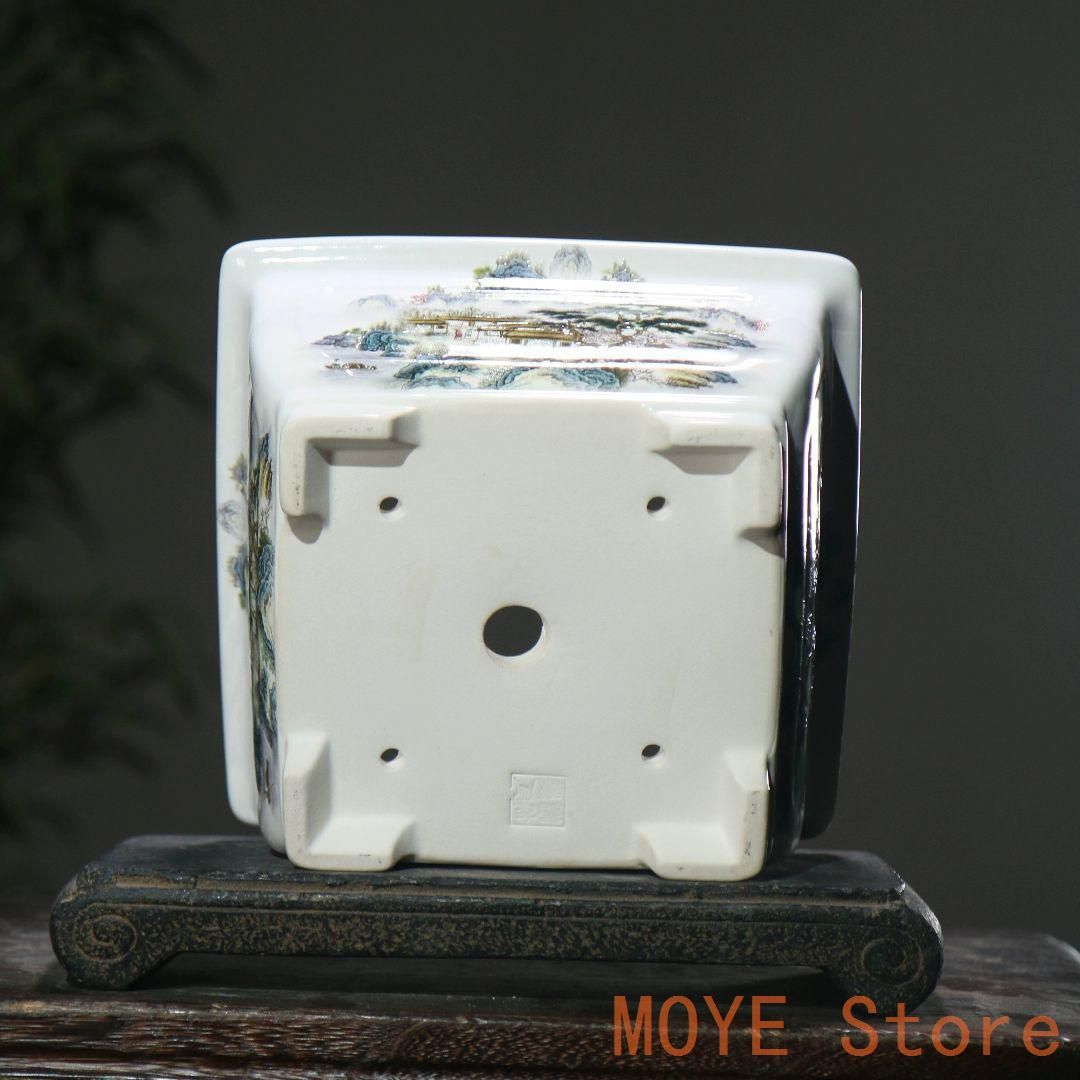 中国風山水図盆栽 陶磁盆 紫砂鉢 大盆栽 小盆栽zw0829