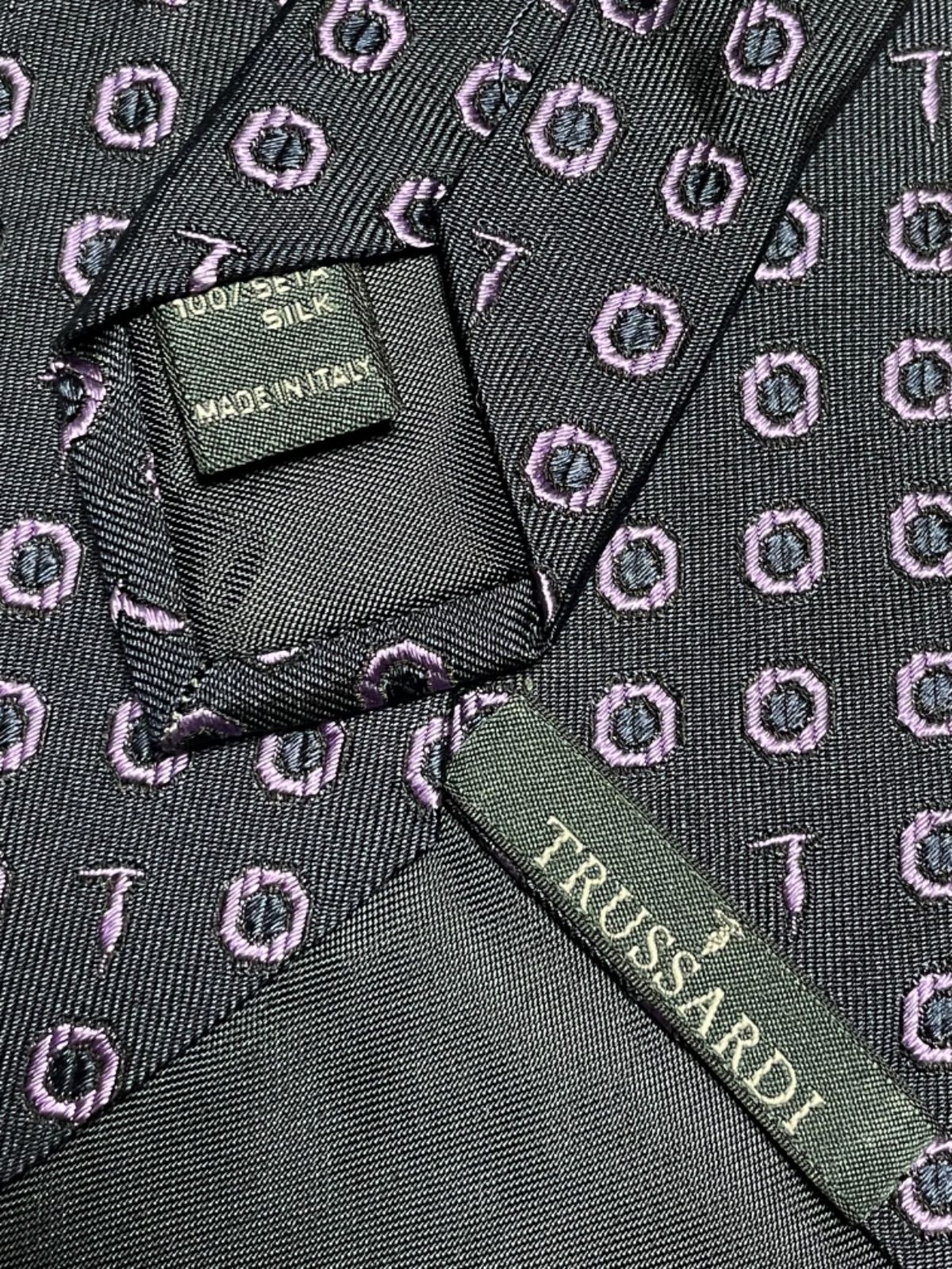 MADE IN ITALY製TRUSSARDI ドット柄シルクネクタイ パープル - メルカリ