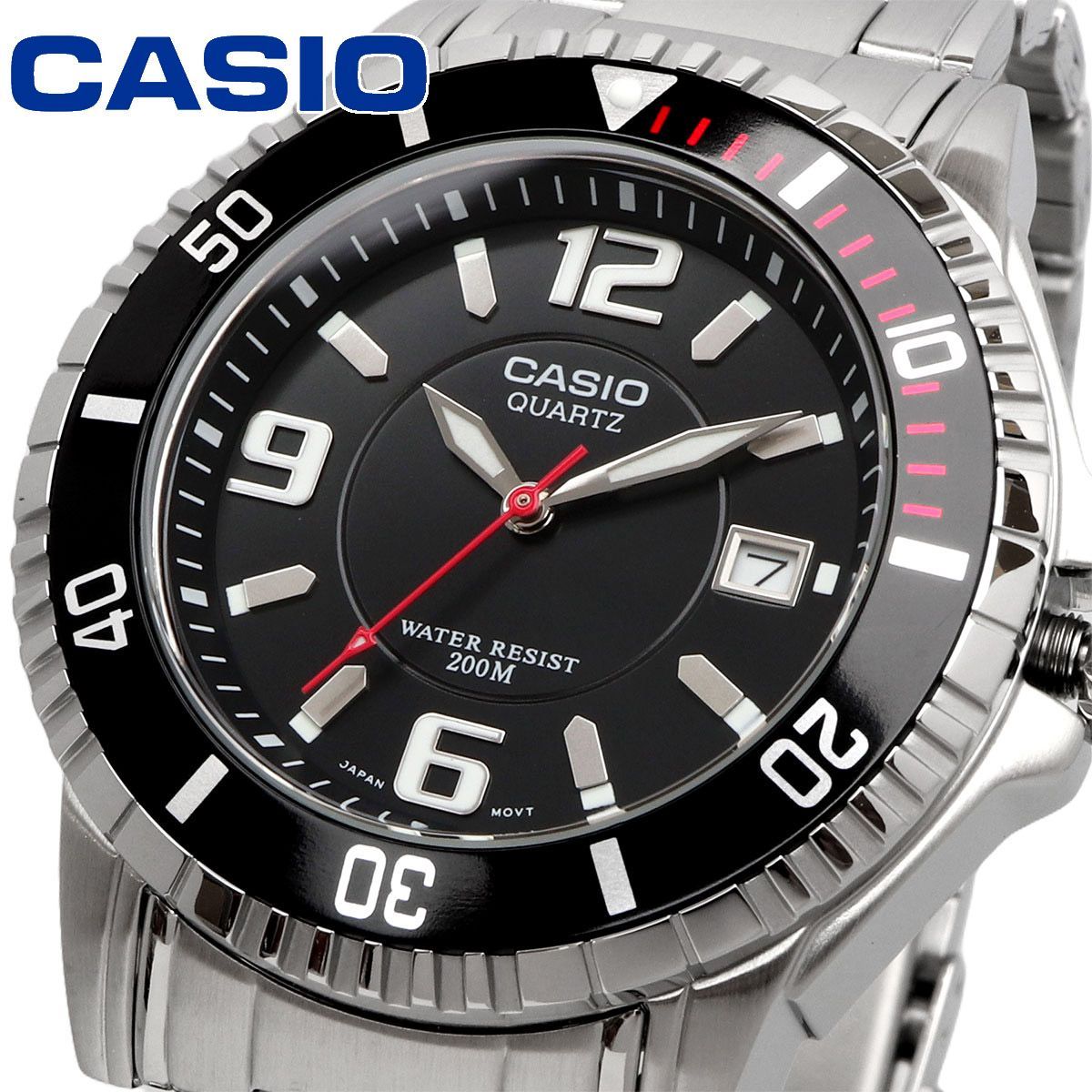 新品 未使用 時計 CASIO 腕時計 カシオ 時計 ウォッチ チープカシオ チプカシ シンプル 逆輸入モデル クォーツ 200M ステンレスバンド ブラック MTD-1053D-1AV [並行輸入品]